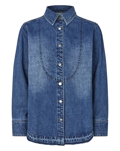 Rabens Saloner - Paia Denim Bib Skjorte - Dark Indigo